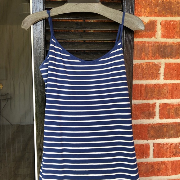 🛍️Forever 21 Blue White Striped Maxi dress S Cotton Blend - Picture 2 of 4